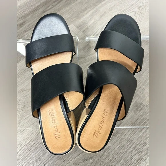 Madewell Leather Kiera Mule Strappy Black Sandal Sz 7 - Picture 3 of 13
